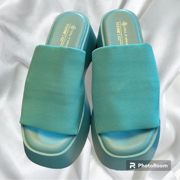 Call It Spring Shoes - CALL IT SPRING platform baby blue sandals size 6